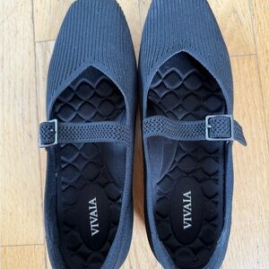 VIVAIA Black Knit Mary Jane Flats